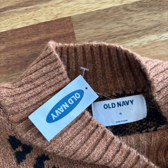 Old Navy Sweater Women Size XL Leopard-Print Mock-Neck Ribbed Hem Preppy NWT - Picture 6 of 12